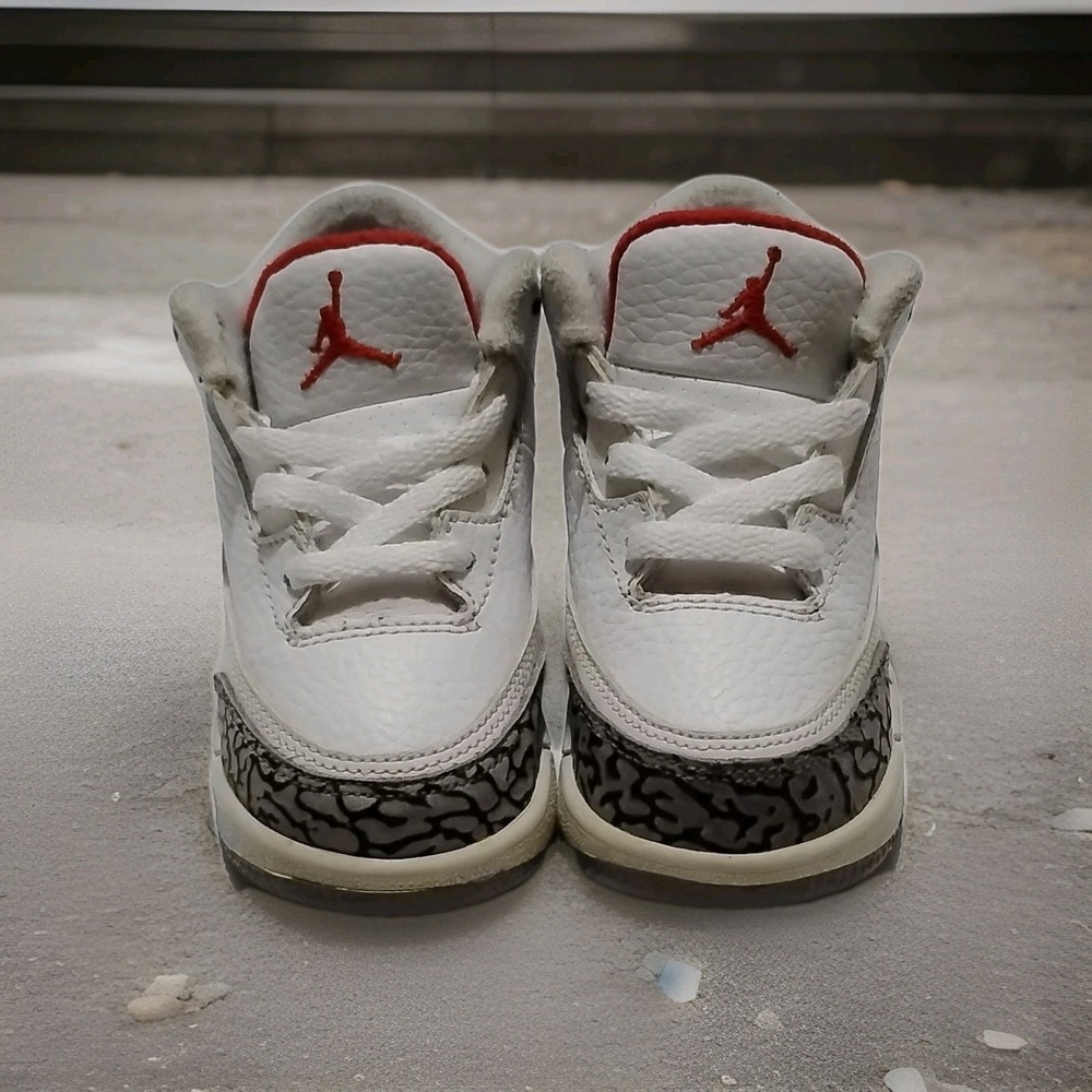 Jordan Air Jordan 3 Sneakers White Red Elephant Print Leather Baby 6C